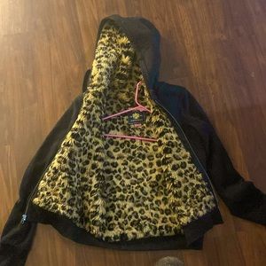 Victoria’s Secret LOVE PINK cheetah fur zip hoodie.